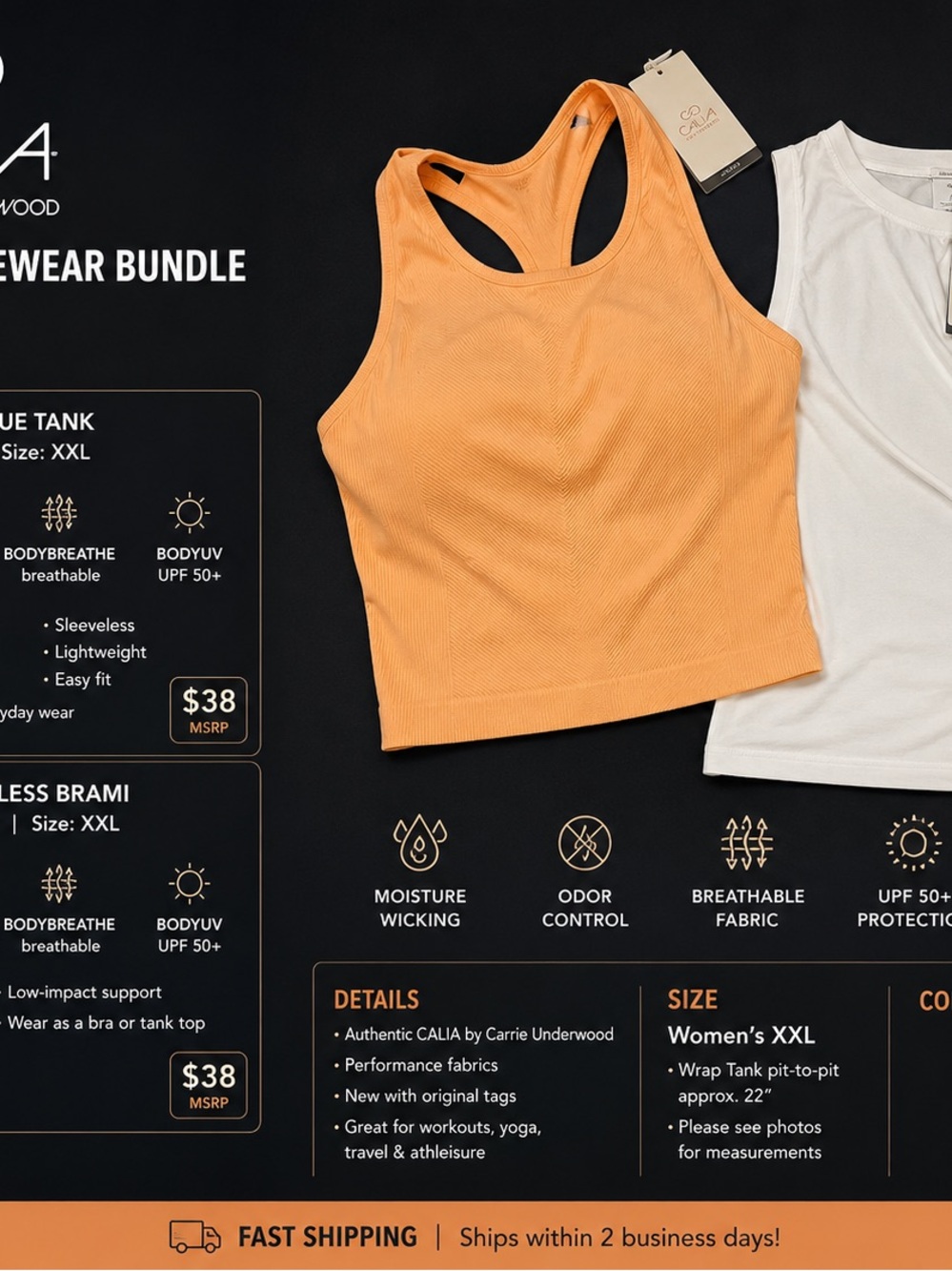 🌸 CALIA Women’s Activewear Bundle | NWT | XXL | Wrap Tank + High Neck Brami | At
